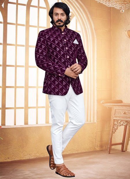 Purple Colour Outluk Vol 86 New Latest Designer party Wear Velvet Jodhpuri Suit Collection 86003